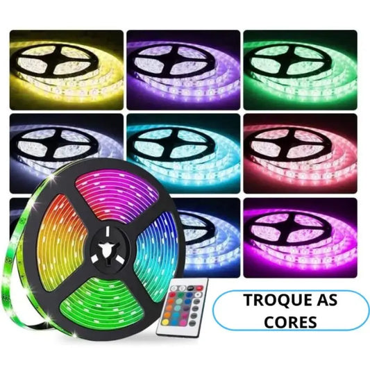 Fita LED RGB Decorativa com Controle Remoto – Multicolorida