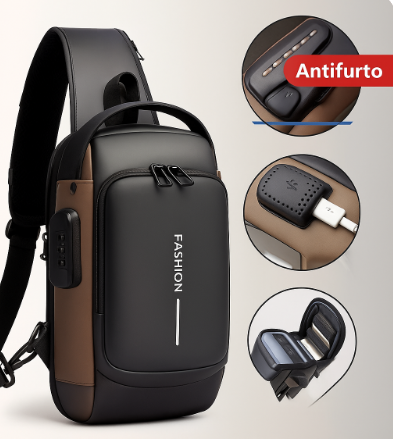 Bolsa Transversal Masculina Antifurto – Tech Urban Premium